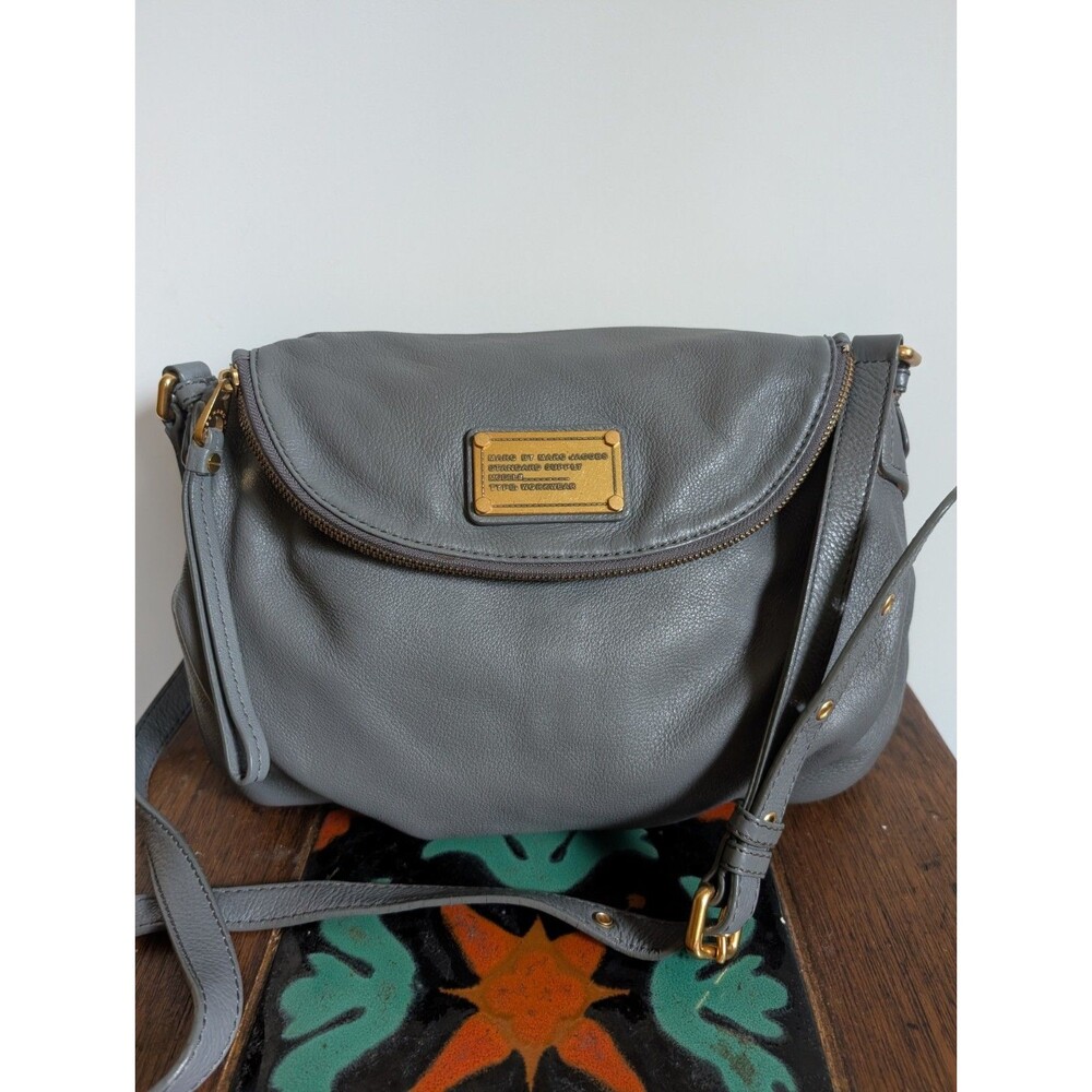 Marc Jacobs Gray Leather Crossbody Bag with Gold Hardware